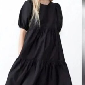 Zara puff sleeve midi cotton dress